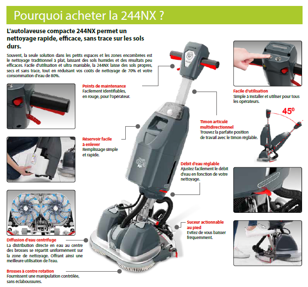 Autolaveuse compacte à batterie Numatic 244NX