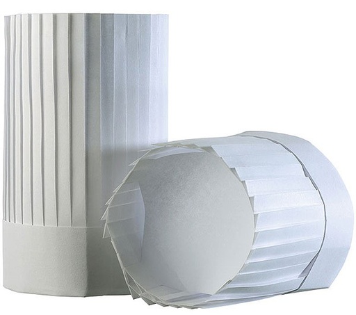 Toque plissée papier réglable H250mm / Pqt 50